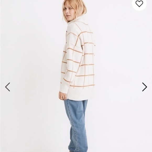 Madewell Window Pane Long Sleeve Turtle Neck Sweater Size Small - Picture 2 of 8